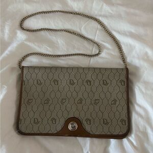 Brown and Tan Chain Shoulder Bag